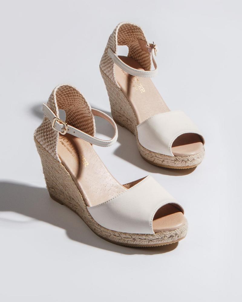 white heeled espadrilles